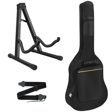 Mdvora 3pcs Guitar Accessories Kit: Gig Bag, Stand & Strap for Guitarists