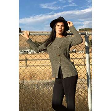 OFEEFAN Womens Long Sleeve Tops Tunics Long Sweaters for Women Green 2024 Trend L