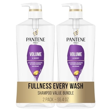 Pantene Shampoo Twin Pack with Hair Treatment, Volumizing Shampoo for Volume & Body, Safe for Color-...