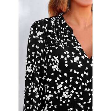 PRETTYGARDEN Womens Floral Spring Tops V Neck Blouses