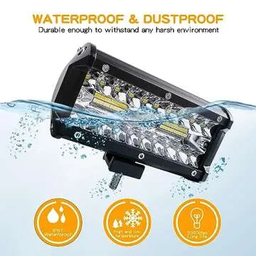 Zmoon 7Inch Dual LED Light Bar Combo,240W Waterproof