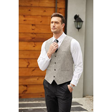 COOFANDY Men's Elegant Business Dress Vest in Khaki