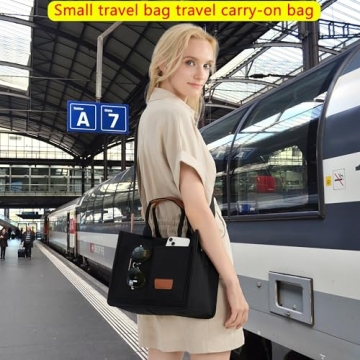 ZHMO Large Canvas Tote Bag for Women With Pockets,Black Womens Laptop Work Book Bags Crossbody Purse Handbags Shoulder Hobo Travel Satchel Messenger Totes Bag for Nurse Teacher College Church Office