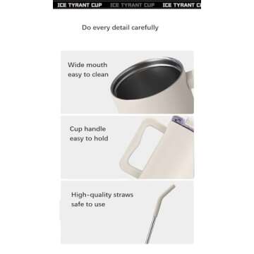 TLINNA Ceramic coating Liner 100% Leakproof 316 Stainless Steel Vacuum Insulated Tumbler with Lid and Straw for Water, Iced Tea or Coffee, Smoothie and More (Classic White, 40 oz)