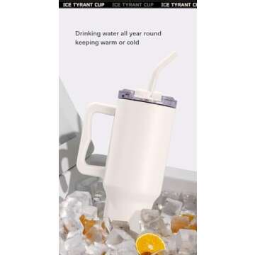 TLINNA Ceramic coating Liner 100% Leakproof 316 Stainless Steel Vacuum Insulated Tumbler with Lid and Straw for Water, Iced Tea or Coffee, Smoothie and More (Classic White, 40 oz)