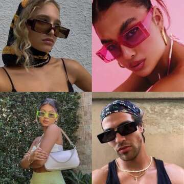 SORVINO Trendy Rectangle Sunglasses for Women Vintage 90s Retro Fashion Narrow Cool Square Sunglasses