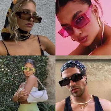 SORVINO Trendy Rectangle Sunglasses for Women Vintage 90s Retro Fashion Narrow Cool Square Sunglasses