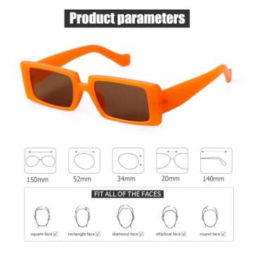 SORVINO Trendy Rectangle Sunglasses for Women Vintage 90s Retro Fashion Narrow Cool Square Sunglasses