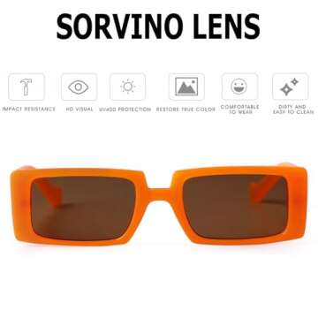 SORVINO Trendy Rectangle Sunglasses for Women Vintage 90s Retro Fashion Narrow Cool Square Sunglasses
