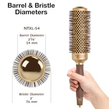 Olivia Garden NanoThermic Speed XL Extra-Long Barrel Thermal Round Hair Brush with ergonomic non-slip handle (not electrical) NT-XL44 (1 3/4")