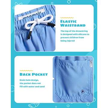 maamgic Boys Swim Trunks with Compression Liner Toddler Stretch Swim Shorts Quick Dry Swimming Trunks Boxer Brief 2 in 1 Beach Shorts Grey Blue Pink 10/12