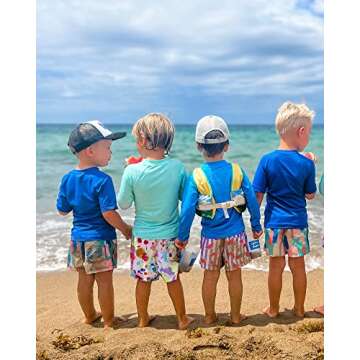 maamgic Boys Swim Trunks with Compression Liner Toddler Stretch Swim Shorts Quick Dry Swimming Trunks Boxer Brief 2 in 1 Beach Shorts Grey Blue Pink 10/12