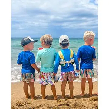 maamgic Boys Swim Trunks with Compression Liner Toddler Stretch Swim Shorts Quick Dry Swimming Trunks Boxer Brief 2 in 1 Beach Shorts Grey Blue Pink 10/12