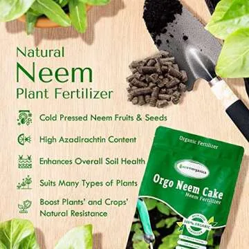 Neem Organics-Orgo Neem Cake | Best 100% Organic Fertilizer for Indoor and Outdoor Plants, Lawns & Garden Growth | Slow Release, Natural Plant Food | OMRI Listed (5 lbs)