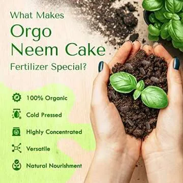 Neem Organics-Orgo Neem Cake | Best 100% Organic Fertilizer for Indoor and Outdoor Plants, Lawns & Garden Growth | Slow Release, Natural Plant Food | OMRI Listed (5 lbs)