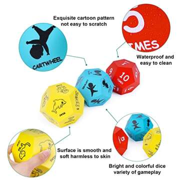 Premkid Exercise Dice - Fun Foam Dice for Kids Activities