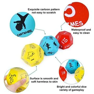 Premkid Exercise Dice - Fun Foam Dice for Kids Activities