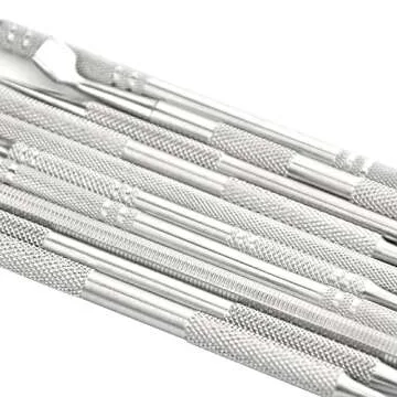 TOVOT 10PCS Stainless Steel Double-Sided Wax Carving Tools Metal Sculpting Tools Clay Modeling Tools (Silver-2)