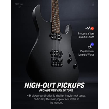 Donner Matte Black Electric Guitar Beginner Kit