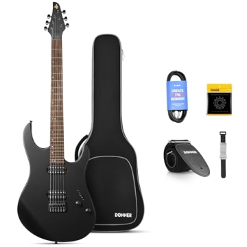 Donner Matte Black Electric Guitar Beginner Kit