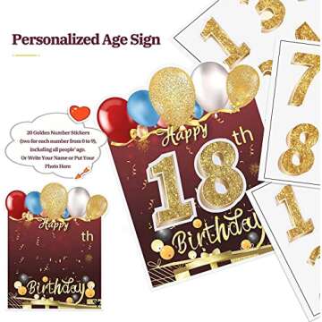 HOMENOTE 18Pcs Happy Birthday Yard Signs with Stakes, 2 x 5m LED Lights and Personalized Signs, 16?...