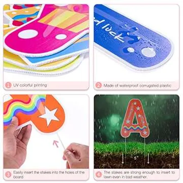 HOMENOTE 18Pcs Happy Birthday Yard Signs with Stakes, 2 x 5m LED Lights and Personalized Signs, 16”Large Size - Birthday Letters for Yard Lawn Outdoor Decoration Party Supplies