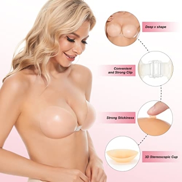 HILRITORI Adhesive Bra Silicone Push Up Support for Women
