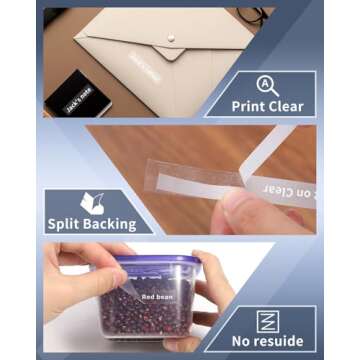 Oozmas Compatible Label Tape Replacement for TZe-135 TZ135 Compatible with Brother P-Touch White on Clear Tape 1/2 Inch 26.2 Feet for PT-D210 PT-D220 PT-H110 Label Maker Refills, 2 Pack