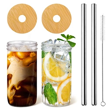Stylish Fenspeed 2pcs Mason Jar Tumblers Set for Beverages