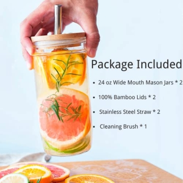 Stylish Fenspeed 2pcs Mason Jar Tumblers Set for Beverages