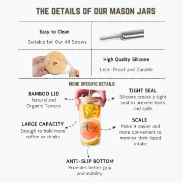 Stylish Fenspeed 2pcs Mason Jar Tumblers Set for Beverages