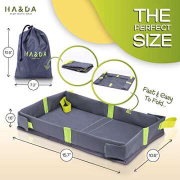 Ha&Da Foldable Kids and Adults Travel Tray Cover for Airplane Tray Table - Play Space and Snack Desk for Airplane Travel. Toddlers and Children, Unisex - Compact Light Portable