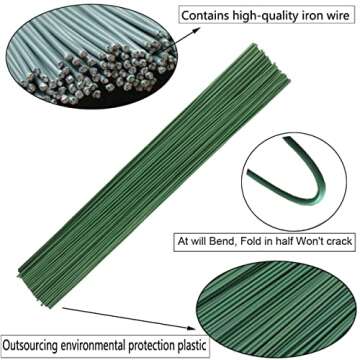 Arlai 50-Pack Dark Green Floral Stem Wire for Crafts