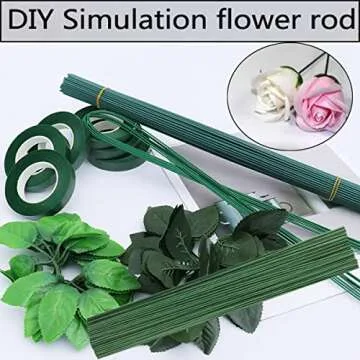 Arlai 50-Pack Dark Green Floral Stem Wire for Crafts