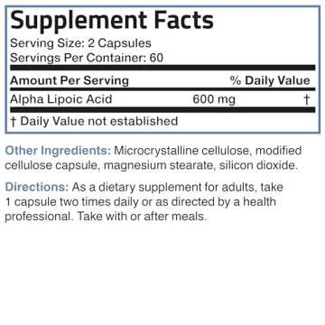 Bronson Alpha Lipoic Acid 600 MG - Antioxidant Support