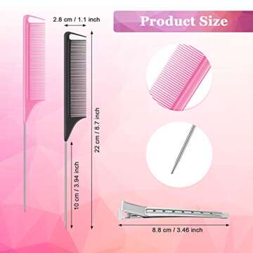 12 Pieces Magnetic Wristband Hairstylist Set, 4 Magnetic Wristband Sewing Pin Cushion Holder, 4 Pintail Rat Tail Comb, 4 Metal Sectioning Duck Bill Hair Clip for Sewing Supply