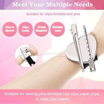 12 Pieces Magnetic Wristband Hairstylist Set, 4 Magnetic Wristband Sewing Pin Cushion Holder, 4 Pintail Rat Tail Comb, 4 Metal Sectioning Duck Bill Hair Clip for Sewing Supply