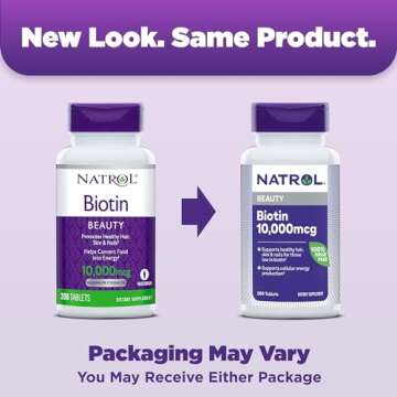 Natrol Biotin 10000mcg, Supplement for Healthy Hair, Skin and Nails for Those Low in Biotin, Plus En...