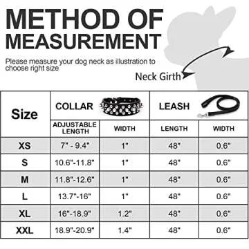 Dog Collars for Medium Dogs with Leash, Epesiri Spiked Dog Collar for Large Dogs, Dog Collar, Studded Rivet Pit Bull Leather Dog Collar Durable Cat Collar for Small Medium Large Pet Gift