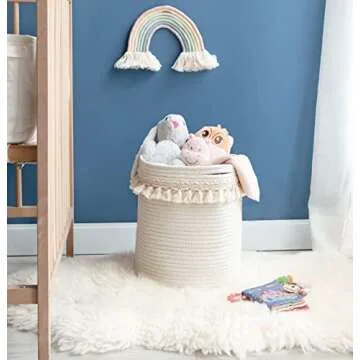 Stylish Mkono Macrame Cotton Basket for Home Decor