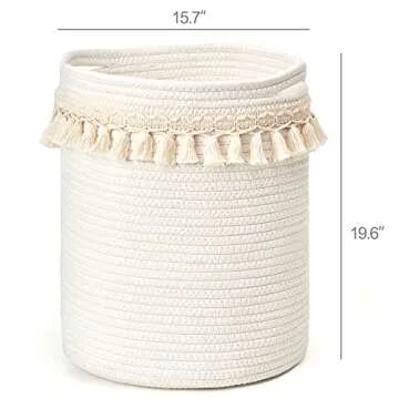 Stylish Mkono Macrame Cotton Basket for Home Decor
