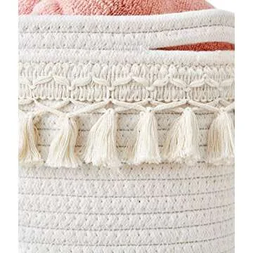 Stylish Mkono Macrame Cotton Basket for Home Decor