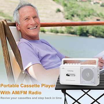 Gelielim Cassette Player Boombox, Portable AM/FM Radio Stereo, Cassette Tape Player Recorder with Bi...
