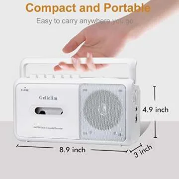 Gelielim Cassette Player Boombox, Portable AM/FM Radio Stereo, Cassette Tape Player Recorder with Big Speaker and Earphone Jack, Battery Operated or AC Powered Tape Recorder Cassette Player