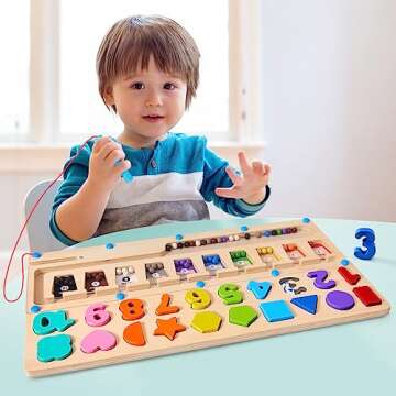 3 in 1 Montessori Toys for 3+ Year Old, Educational Magnetic Color and Number Maze, Shape & Number Wooden Puzzle Sorting Toys for Toddlers, Preschool Learning Activities Classroom Must Haves