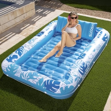 Sloosh Inflatable Tanning Pool Lounger Float-XL, 85" x 57" Extra Large Suntan Sun Tan tub for Adults...