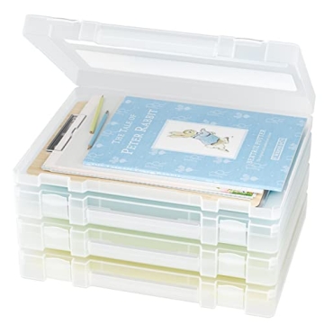 iBune 4 Pack Scrapbook Paper Storage Boxes for Organized Crafts