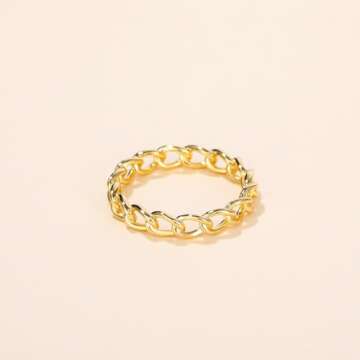 Mameloly 3.8mm 925 Sterling Silver 14K Gold Plated Wedding Bands for Women Stackable Open Chain Link...