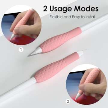 ProElife Ergonomics Grip Holder Silicone Protective Sleeve Cover for Apple Pencil 1st 2nd Generation iPad Pro 11'' 12.9'' 2021/2020/2018 Stylus Accessories Kits (Pink)