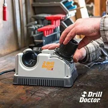 Drill Doctor DD750X Electric Drill Bit Sharpener, 3/32–3/4" High-Speed, Portable - Steel, Masonry, Carbide, Cobalt, Tin-Coated Bits, Adjustable Angles